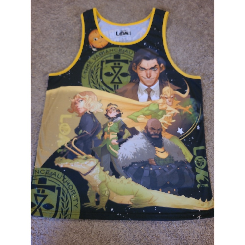 Hot Topic Marvel Comics Loki Cartoon Variants Sublimated Tank Top Size Large